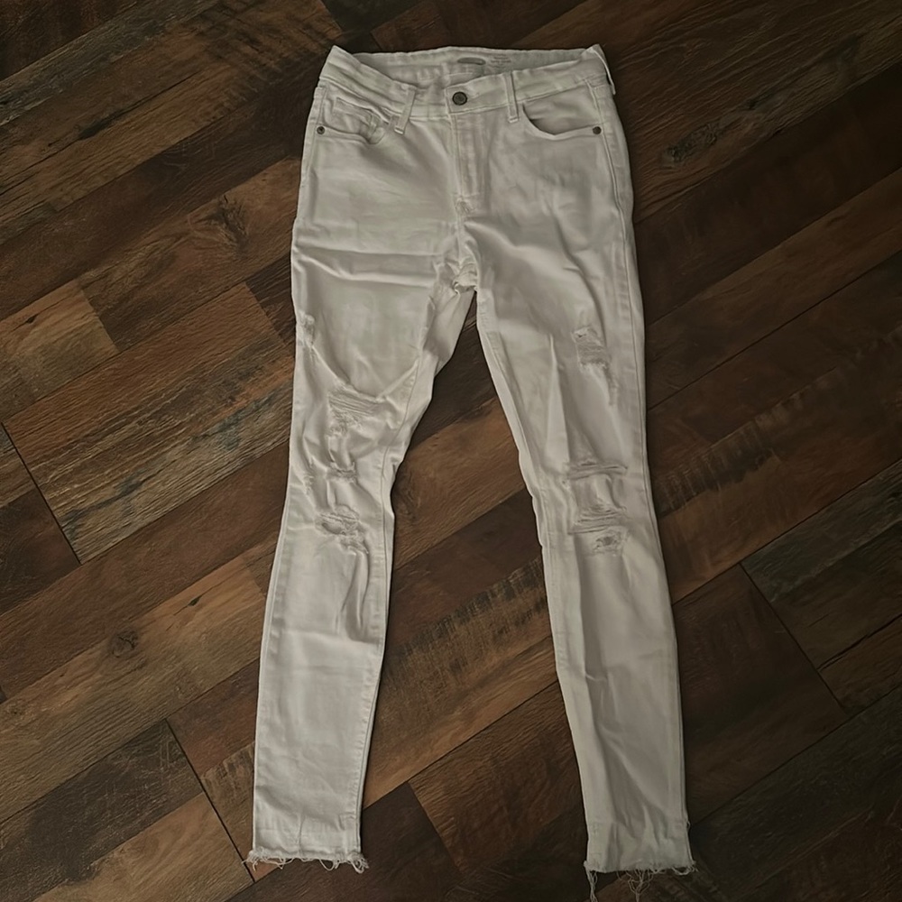 old navy rockstar super skinny ankle mid rise in white